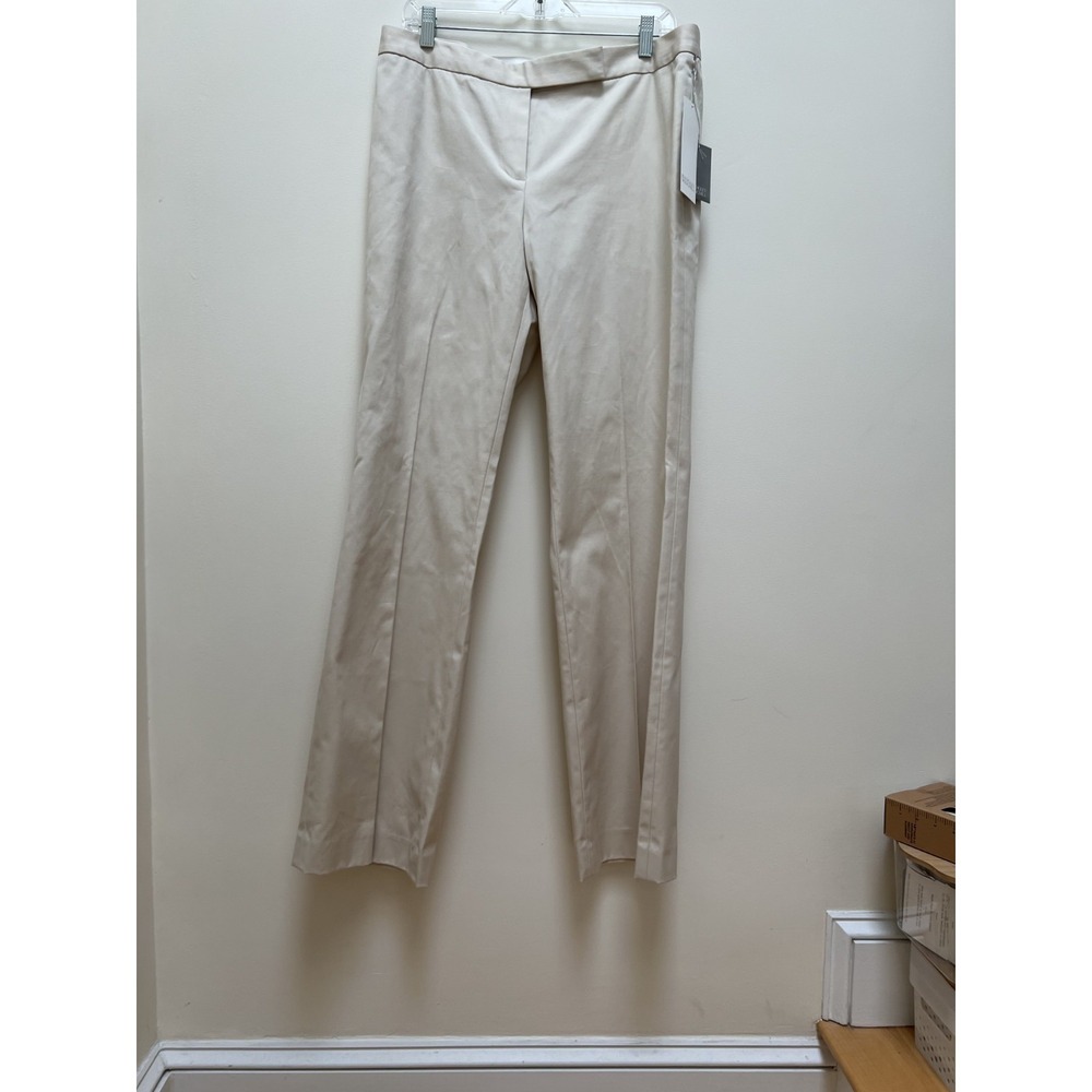 Badgley Mischka 100% linen pants Ivory Sz 14 Casual Coastal Beautifully tailored - Picture 3 of 9